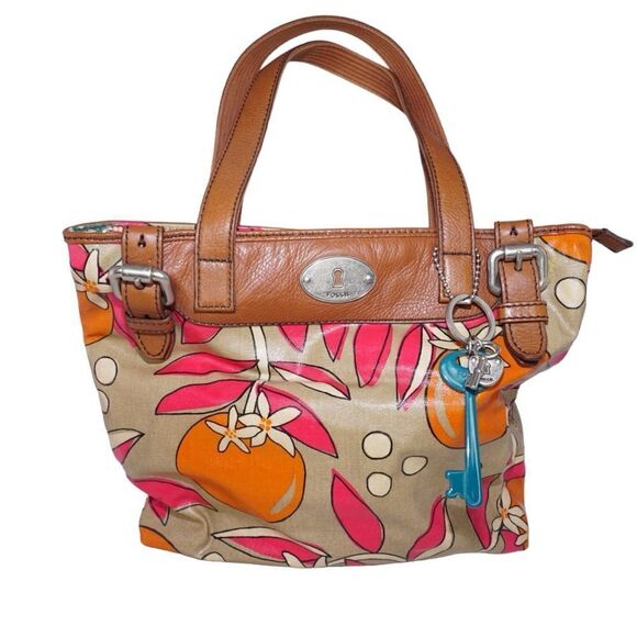 Fossil KeyPer Floral Coated Canvas Shoulder Bag with Keychains - Picture 4 of 12